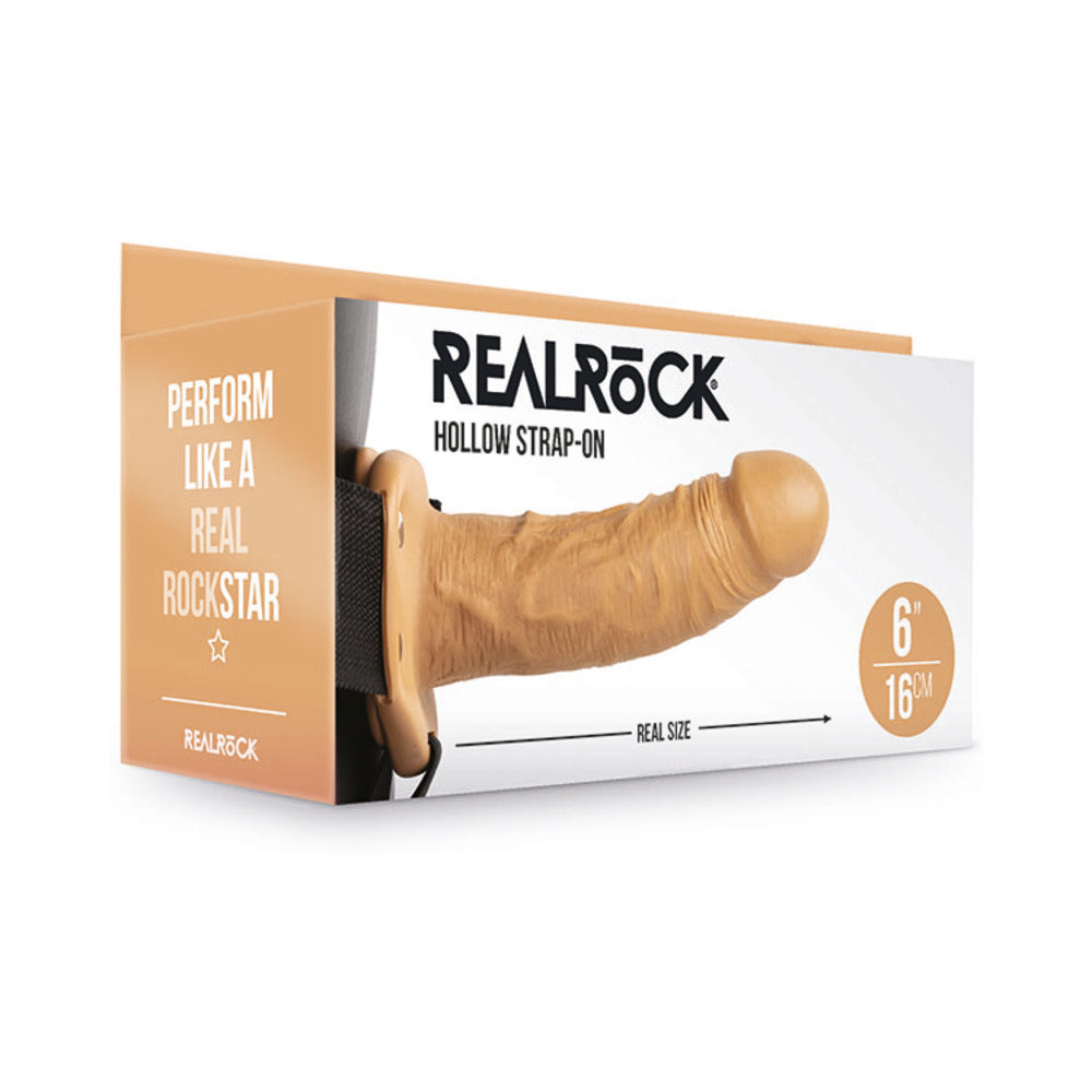 RealRock Realistic 6 in. Hollow Strap-On Tan