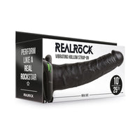 RealRock Realistic 10 in. Vibrating Hollow Strap-On Black