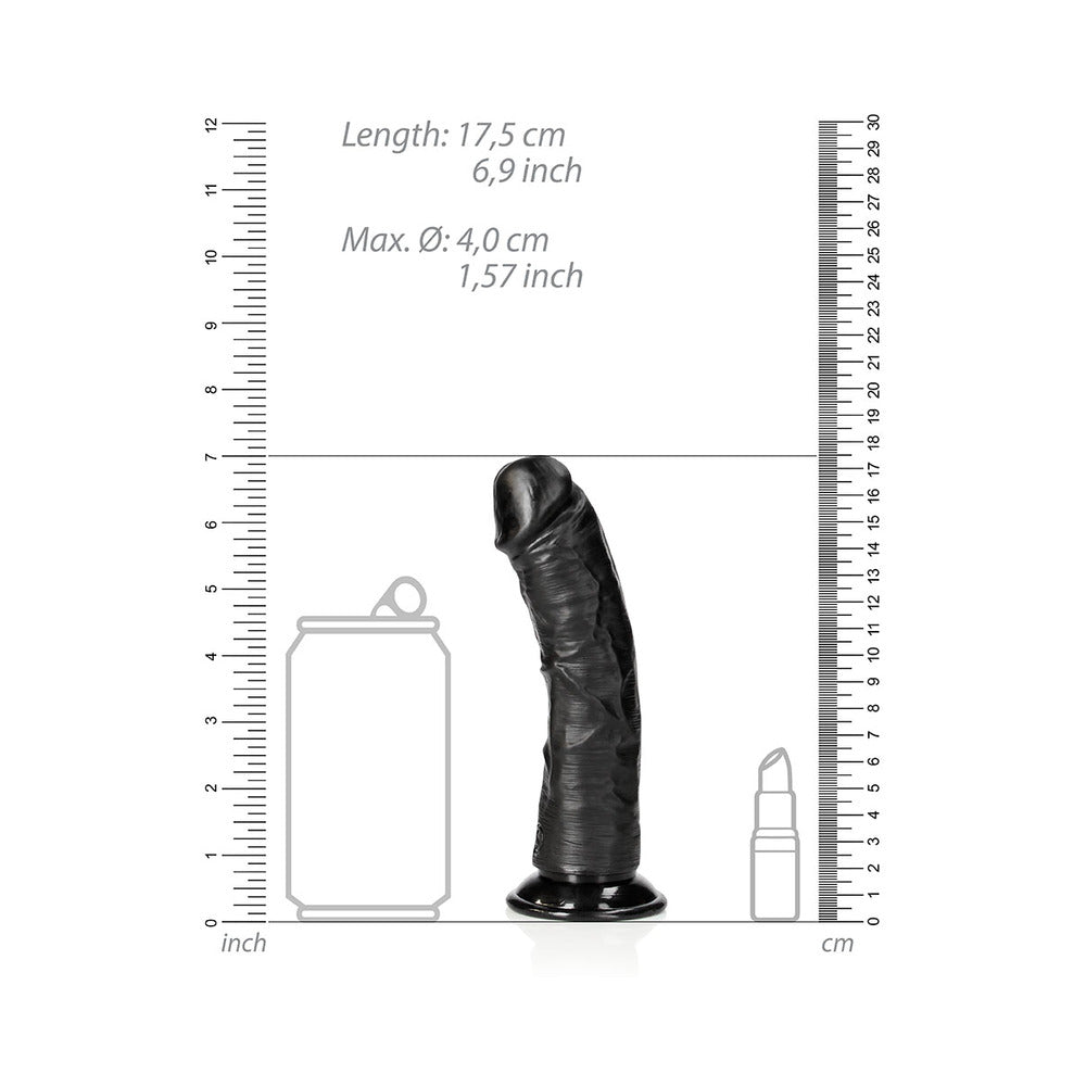 RealRock Realistic 6 in. Curved Dildo With Suction Cup Black