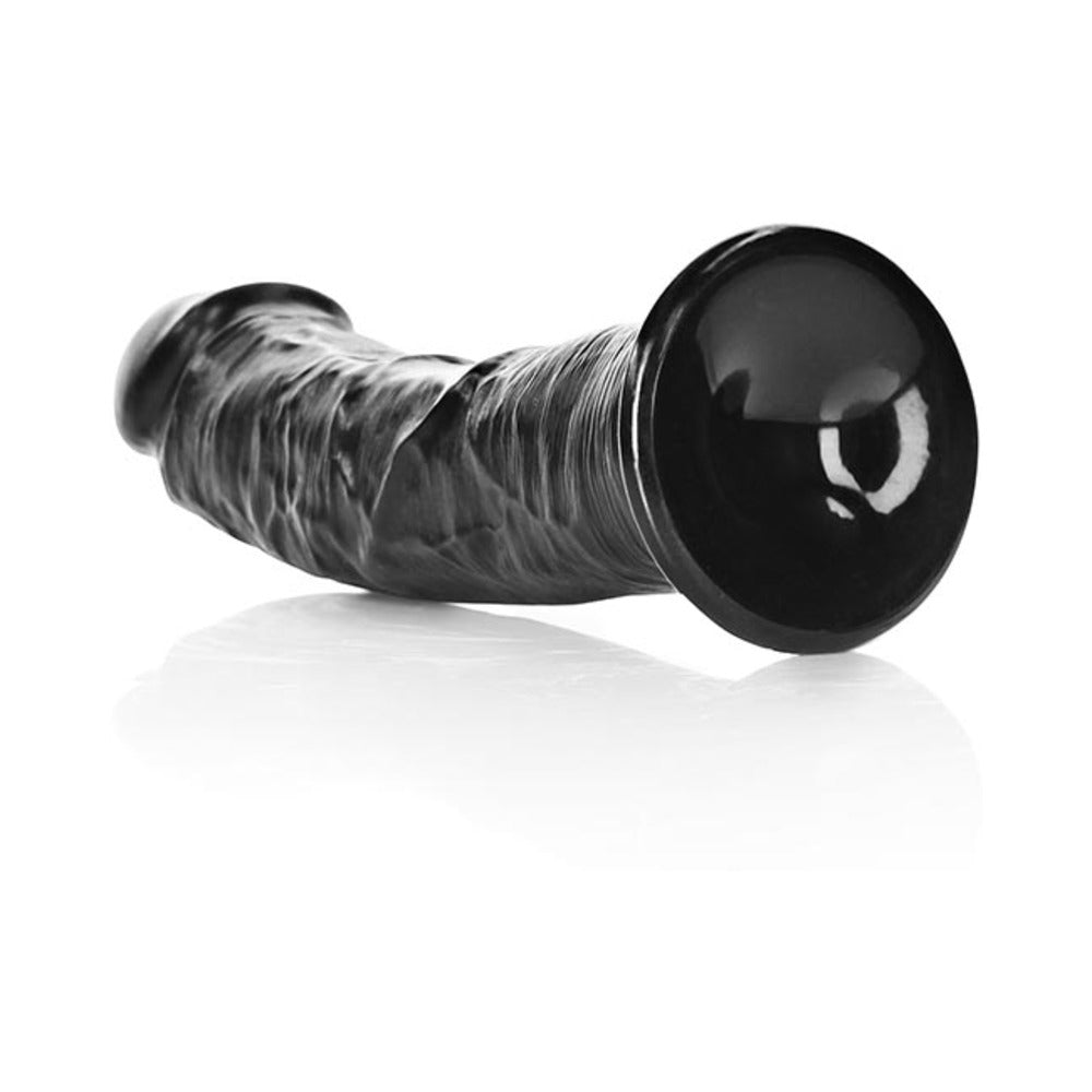 RealRock Realistic 7 in. Curved Dildo With Suction Cup Black