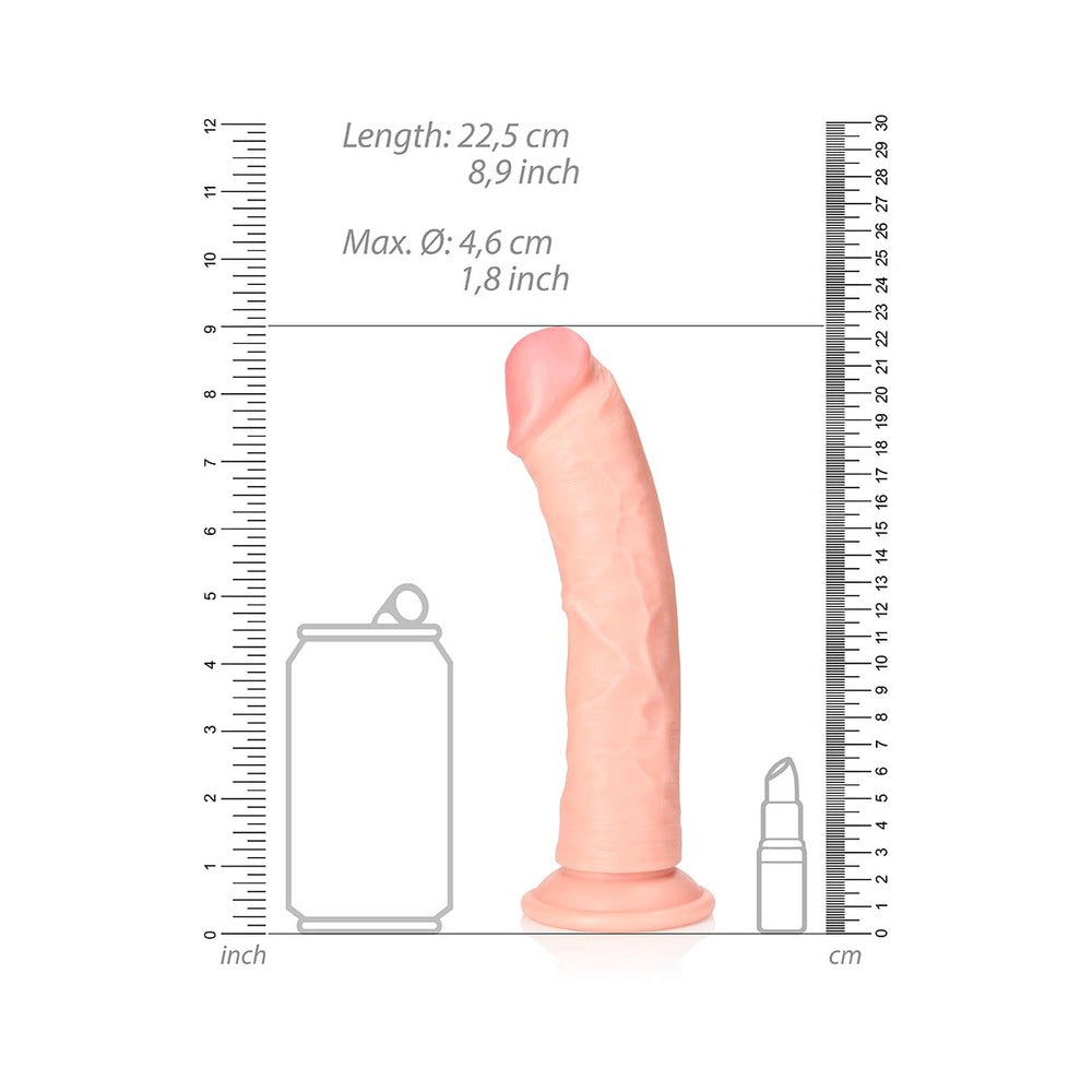 RealRock Realistic 8 in. Curved Dildo With Suction Cup Beige