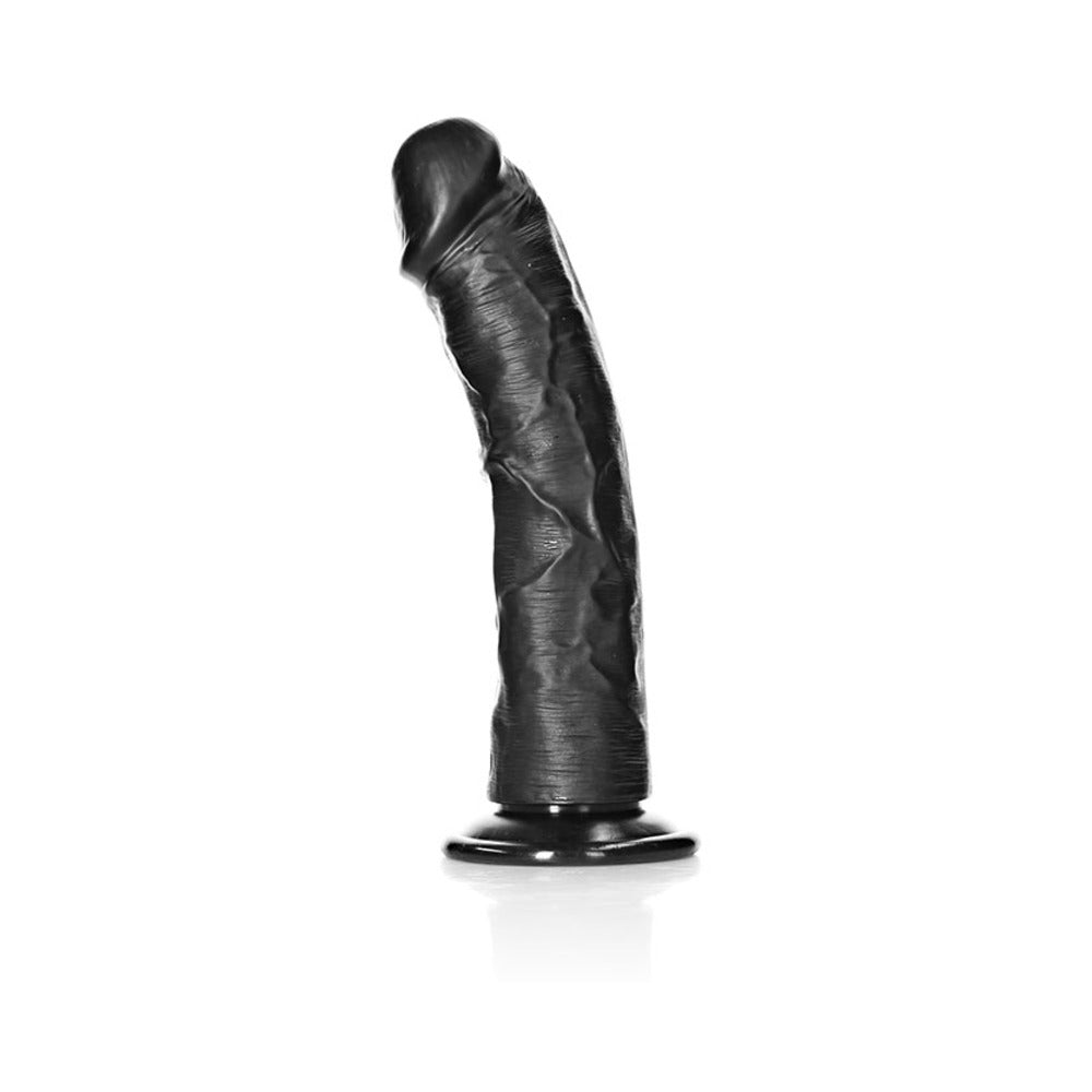 RealRock Realistic 8 in. Curved Dildo With Suction Cup Black