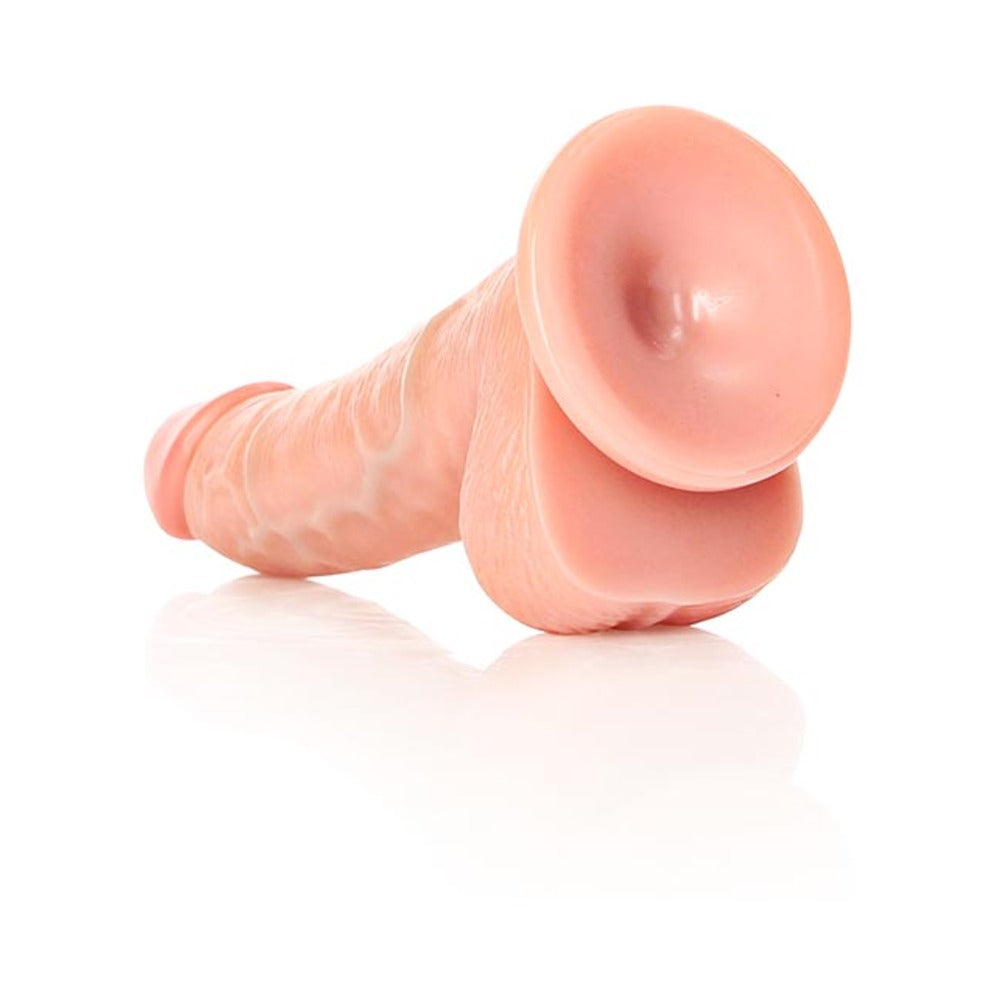 RealRock Realistic 6 in. Curved Dildo With Balls and Suction Cup Beige