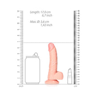 RealRock Realistic 6 in. Curved Dildo With Balls and Suction Cup Beige