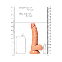 RealRock Realistic 7 in. Curved Dildo With Balls and Suction Cup Tan