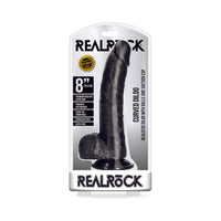 RealRock Realistic 8 in. Curved Dildo With Balls and Suction Cup Black