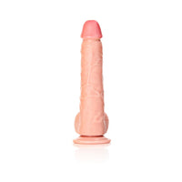 RealRock Realistic 10 in. Straight Dildo With Balls and Suction Cup Beige