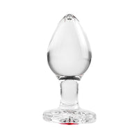 Adam & Eve Glass Anal Plug With Red Gemstone Heart Base Medium