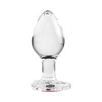 Adam & Eve Glass Anal Plug With Red Gemstone Heart Base Medium