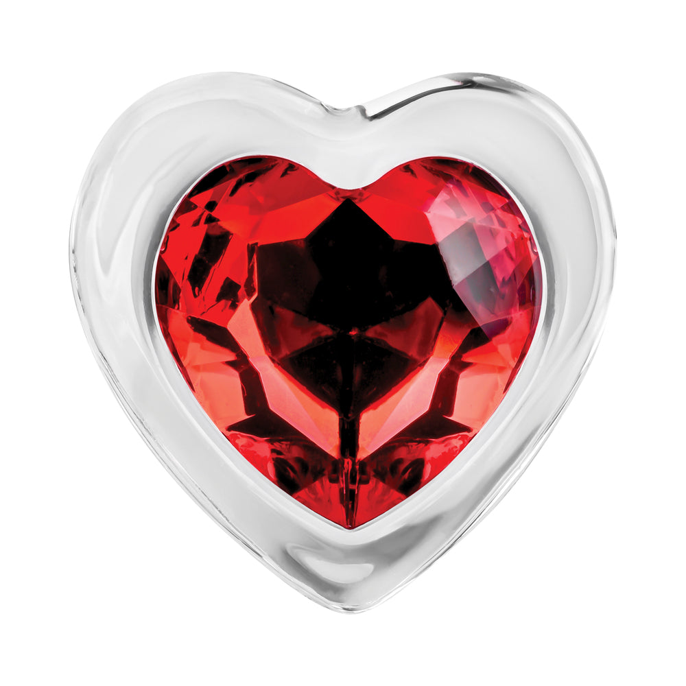 Adam & Eve Glass Anal Plug With Red Gemstone Heart Base Medium