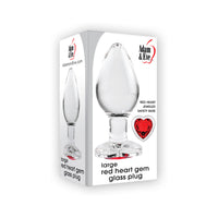 Adam & Eve Glass Anal Plug With Red Gemstone Heart Base Large