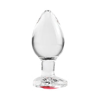 Adam & Eve Glass Anal Plug With Red Gemstone Heart Base Large