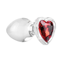 Adam & Eve Glass Anal Plug With Red Gemstone Heart Base Large