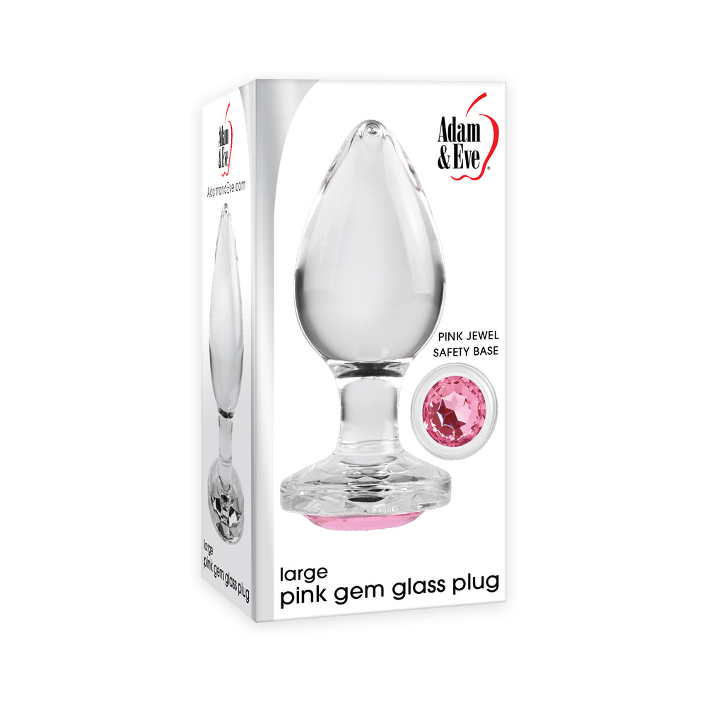 Adam & Eve Glass Anal Plug With Pink Gemstone Base Large