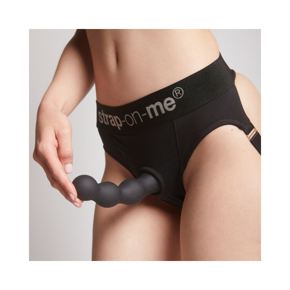 Strap-On-Me Hybrid Collection Silicone Dildo Plug Balls Black S