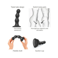 Strap-On-Me Hybrid Collection Silicone Dildo Plug Balls Black S