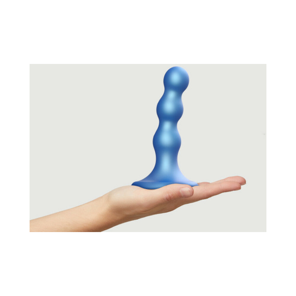 Strap-On-Me Hybrid Collection Silicone Dildo Plug Balls Metallic Blue S