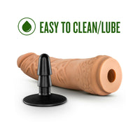 Blush Lock On Hexanite Realistic 7.5 in. Silicone Dildo with Suction Cup Adapter Tan