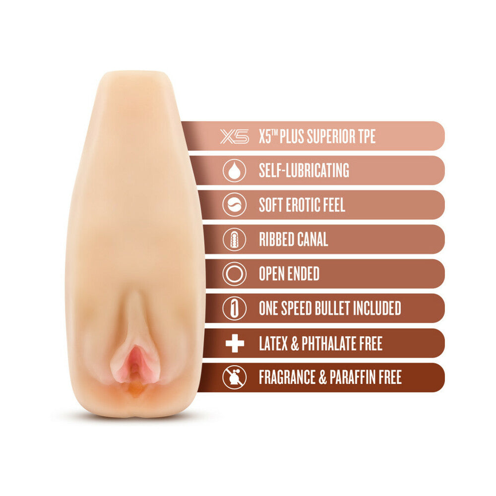 M Elite Soft + Wet Natasha Vagina Stroker with Bullet Vibrator Beige