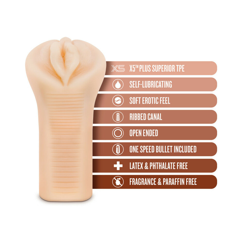 M Elite Soft + Wet Veronika Vagina Stroker with Bullet Vibrator Beige