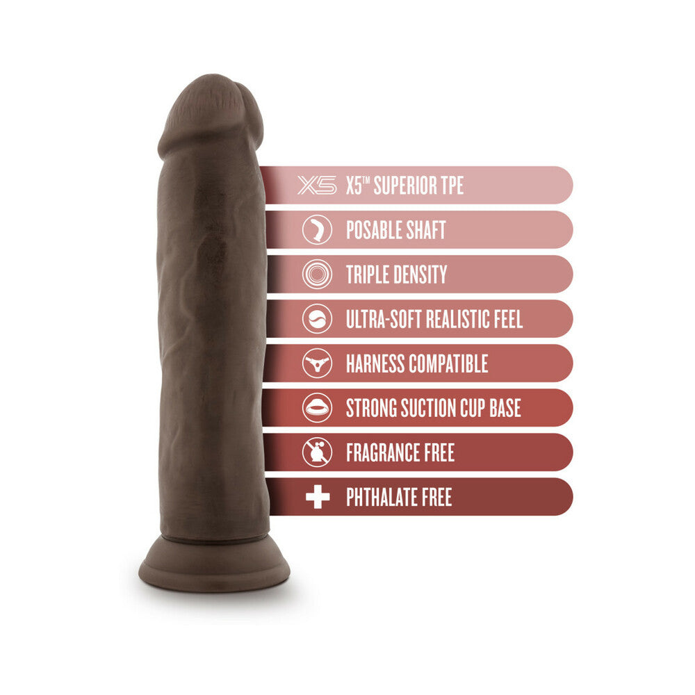 Dr. Skin Plus Thick 9 in. Triple Density Posable Dildo with Suction Cup Brown