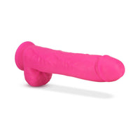 Blush Neo 11 in. Dual Density Dildo with Balls & Suction Cup Neon Pink