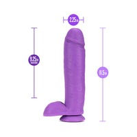 Blush Neo 11 in. Dual Density Dildo with Balls & Suction Cup Neon Purple