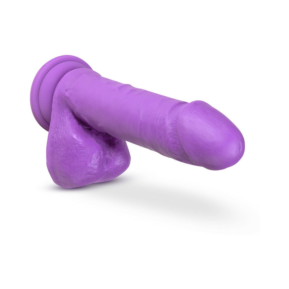 Blush Neo 8 in. Dual Density Dildo with Balls & Suction Cup Neon Purple