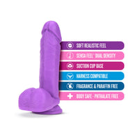 Blush Neo 8 in. Dual Density Dildo with Balls & Suction Cup Neon Purple