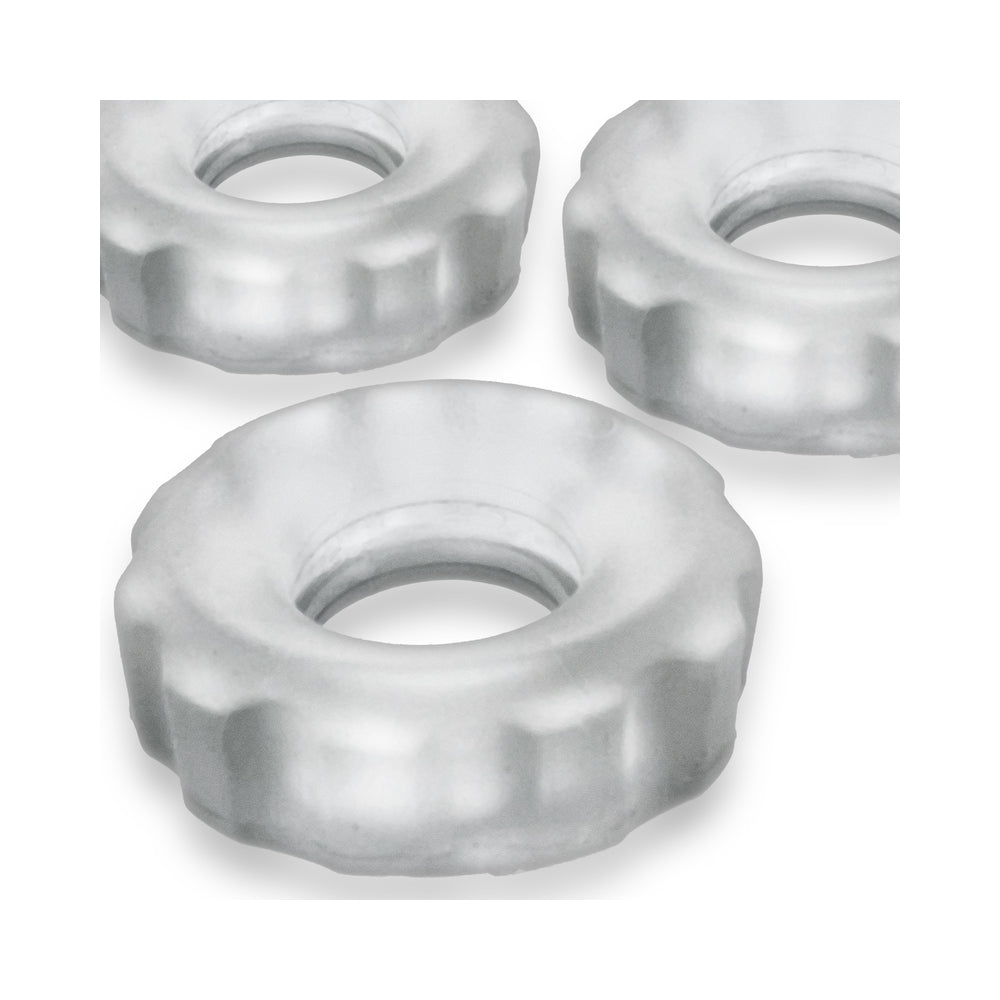 Hunkyjunk SuperHuj 3-Pack Cockrings Clear Ice