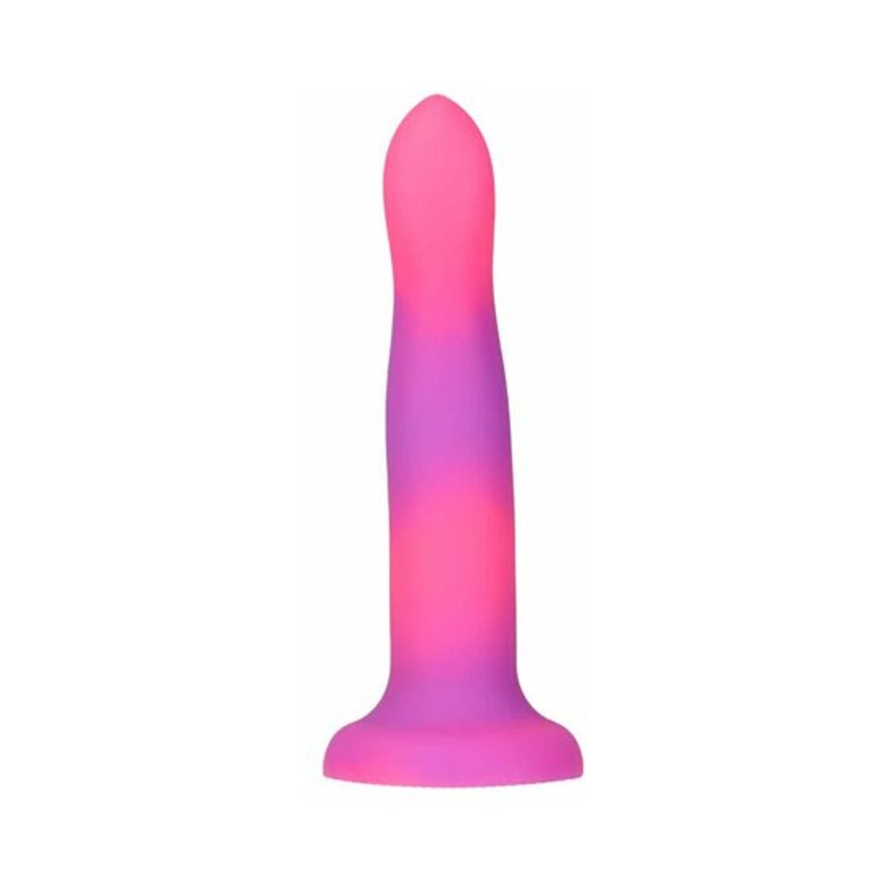 Addiction Rave Bendable 8 in. Silicone Dildo Glow in the Dark Pink Purple