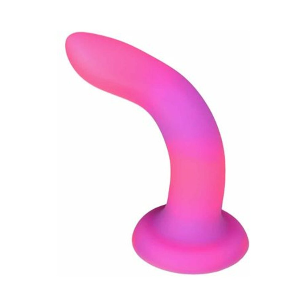 Addiction Rave Bendable 8 in. Silicone Dildo Glow in the Dark Pink Purple