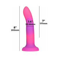 Addiction Rave Bendable 8 in. Silicone Dildo Glow in the Dark Pink Purple