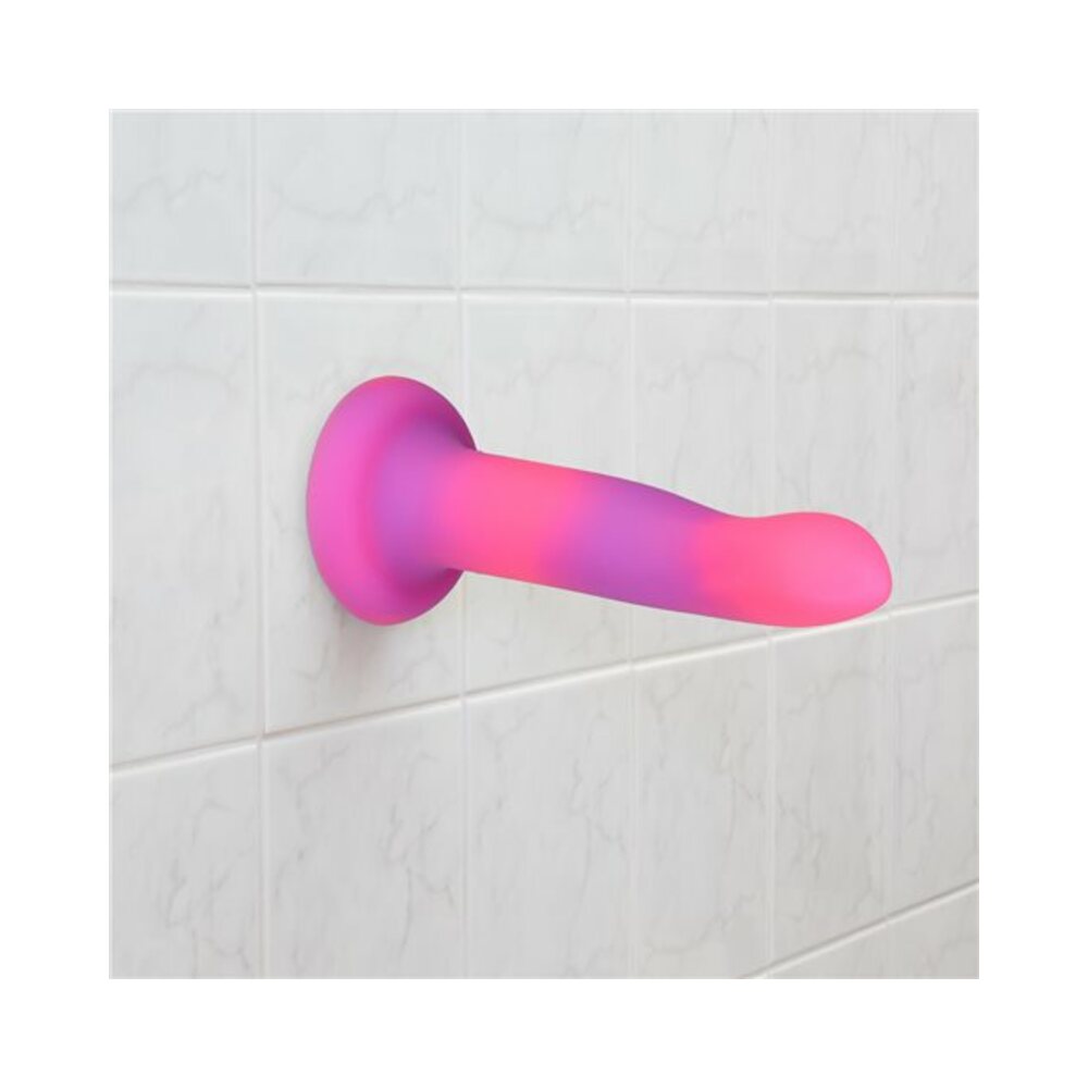 Addiction Rave Bendable 8 in. Silicone Dildo Glow in the Dark Pink Purple