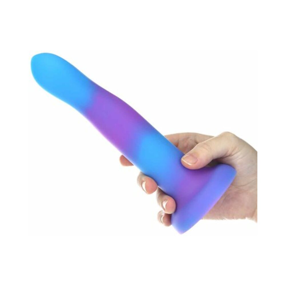 Addiction Rave Bendable 8 in. Silicone Dildo Glow in the Dark Blue Purple