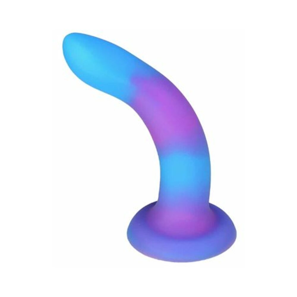 Addiction Rave Bendable 8 in. Silicone Dildo Glow in the Dark Blue Purple