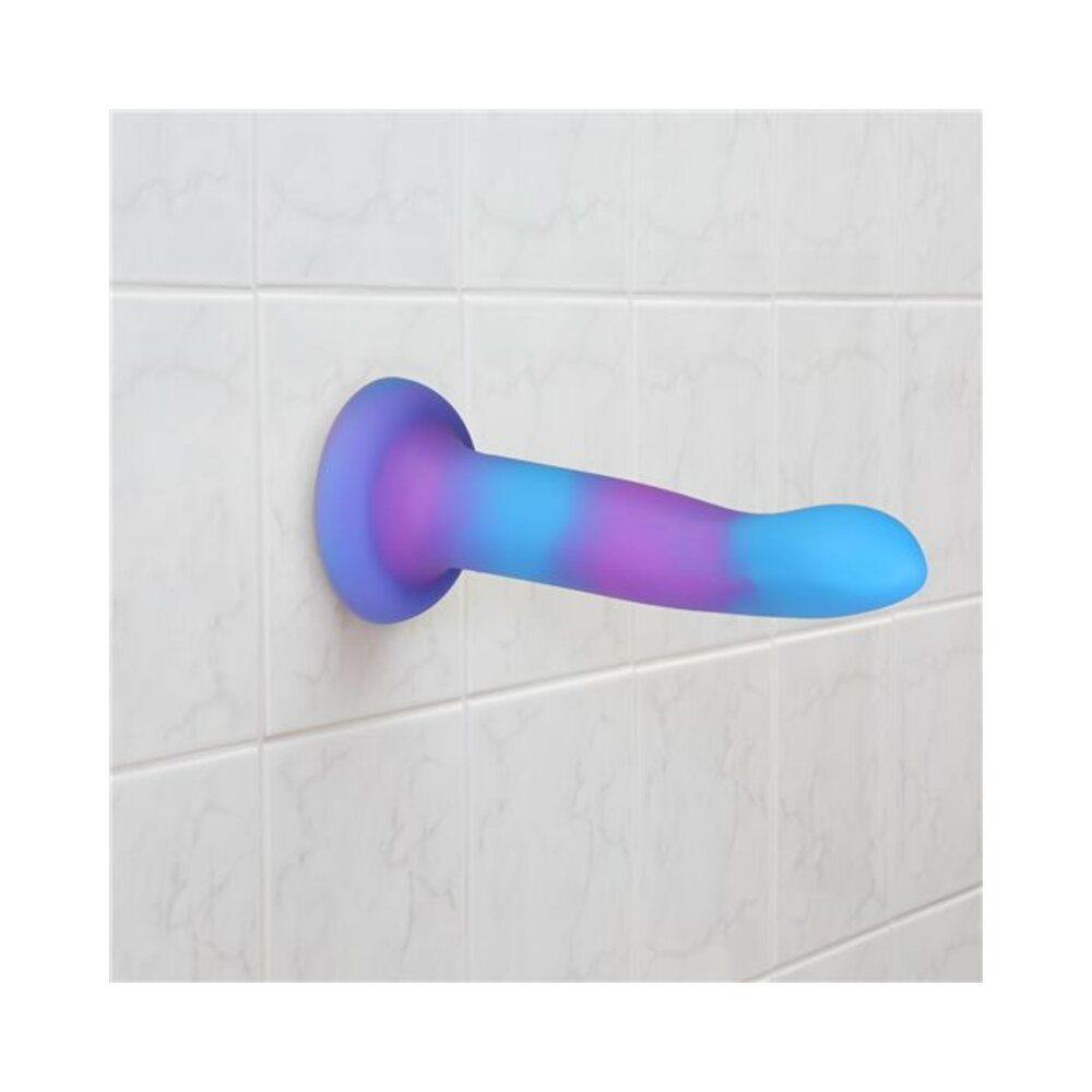 Addiction Rave Bendable 8 in. Silicone Dildo Glow in the Dark Blue Purple