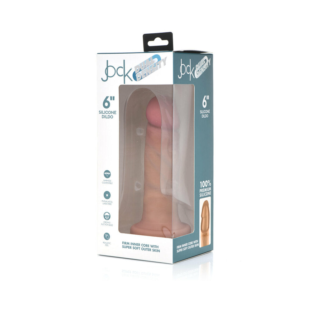 Curve Toys Jock Dual Density 6 in. Silicone Dildo with Suction Cup Light