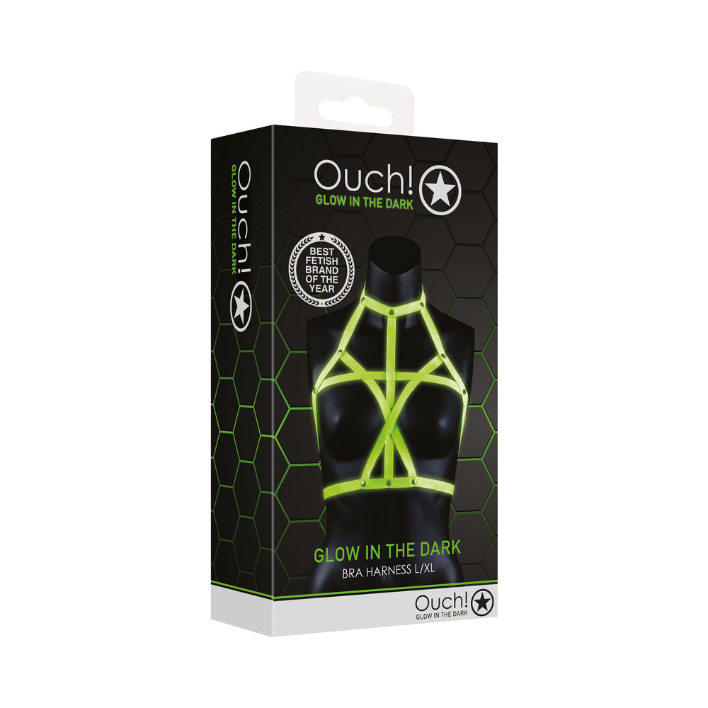 Ouch! Glow in the Dark Bra Harness Neon Green L/XL