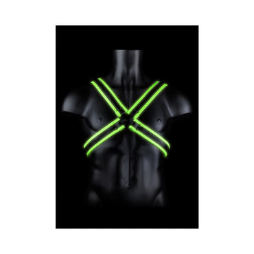 Ouch! Glow in the Dark Cross Harness Neon Green S/M