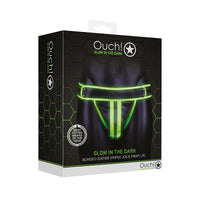 Ouch GITD StripedJockStrap NeonGrn LXL