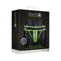 Ouch GITD StripedJockStrap NeonGreen SM
