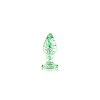 Ouch! Glow in the Dark Glass Anal Plug Clear/Green Medium