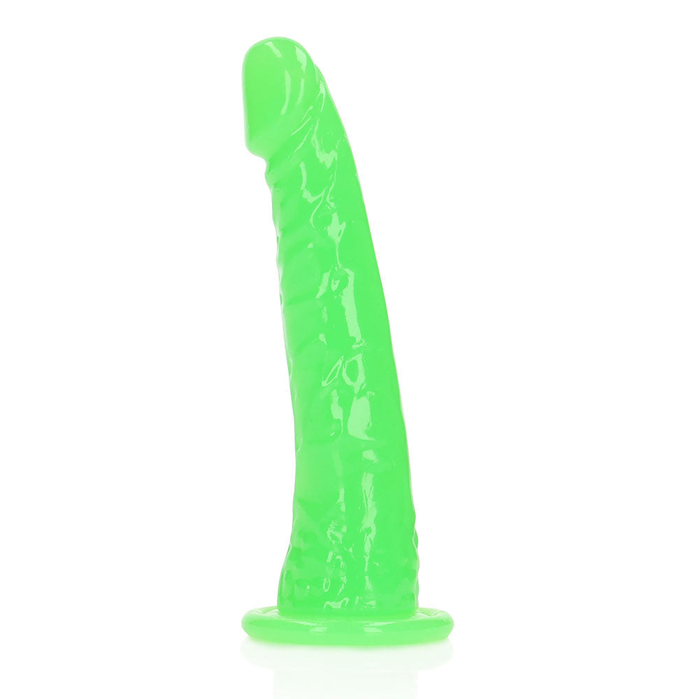 RealRock Glow in the Dark Slim 6 in. Dildo Neon Green