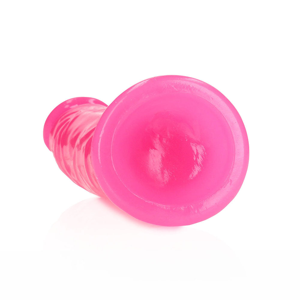 RealRock Glow in the Dark Slim 6 in. Dildo Neon Pink