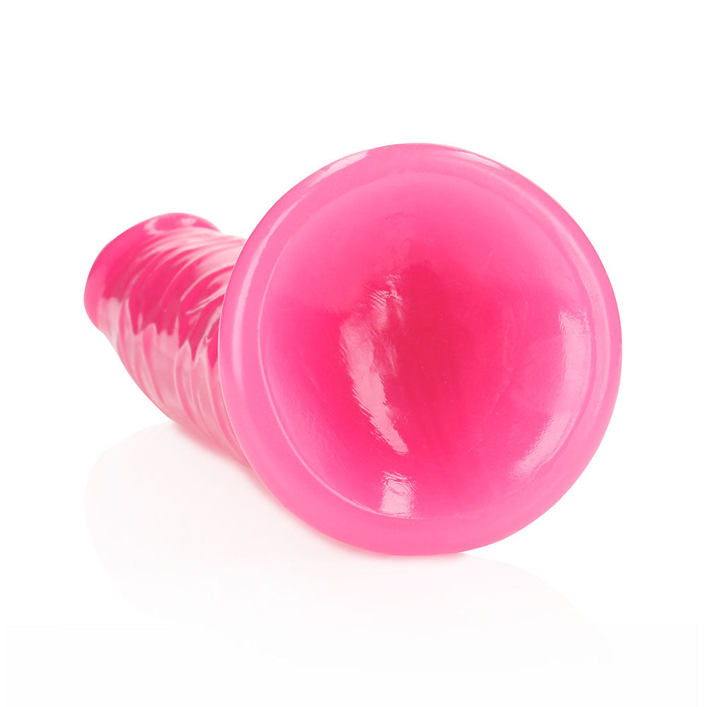 RealRock Glow in the Dark Slim 10 in. Dildo Neon Pink