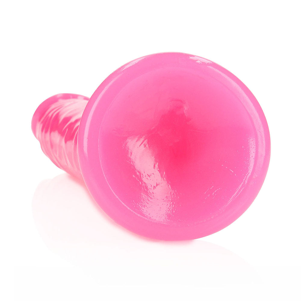 RealRock Glow in the Dark Slim 11 in. Dildo Neon Pink