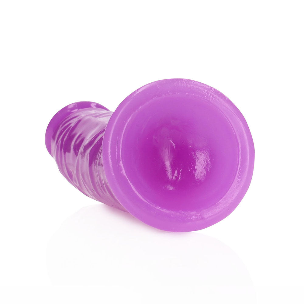 RealRock Glow in the Dark Slim 6 in. Dildo Neon Purple