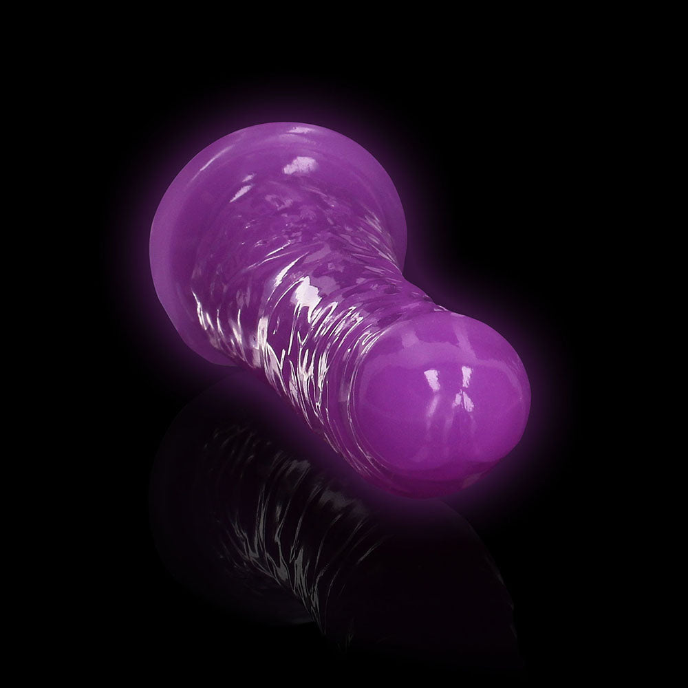 RealRock Glow in the Dark Slim 6 in. Dildo Neon Purple