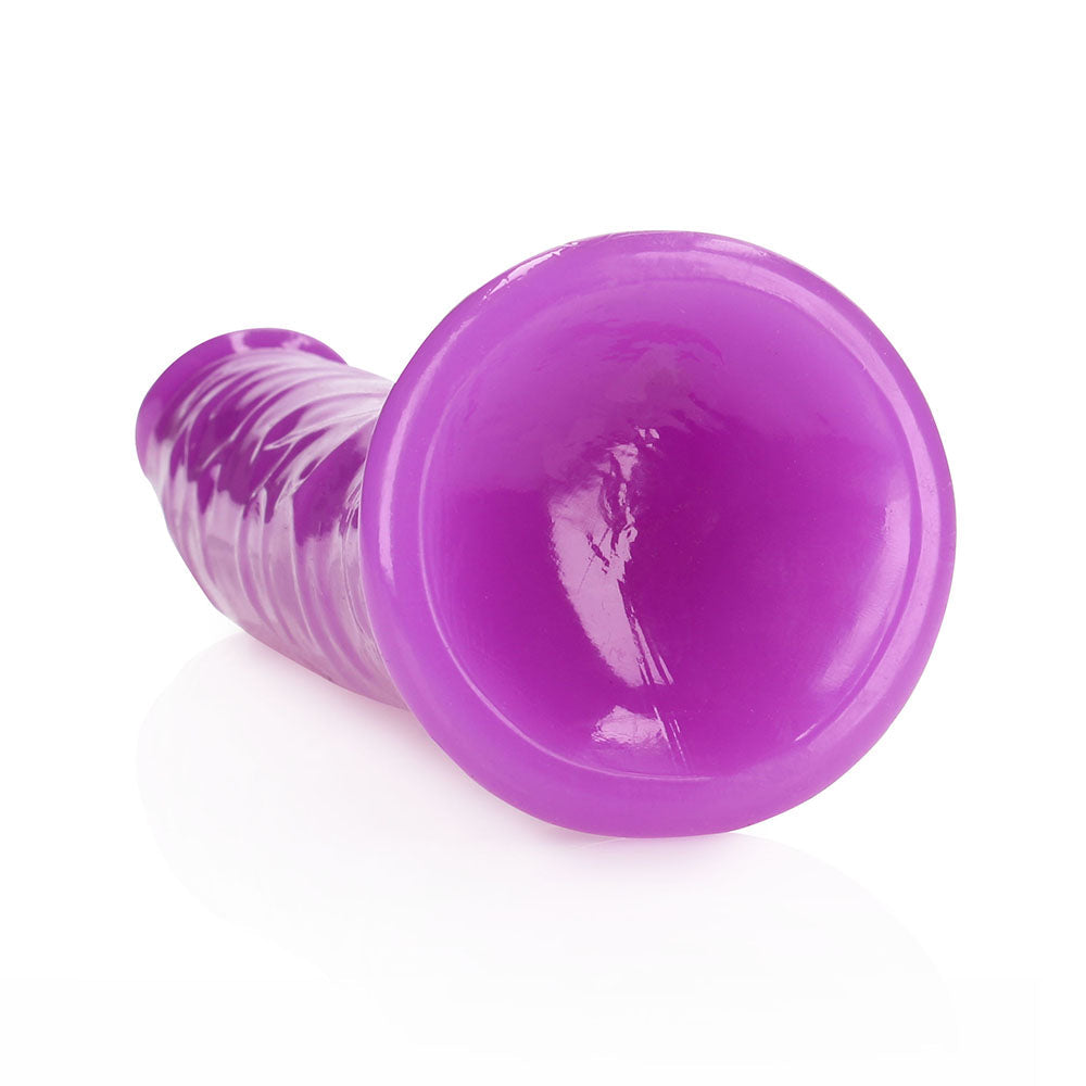 RealRock Glow in the Dark Slim 10 in. Dildo Neon Purple